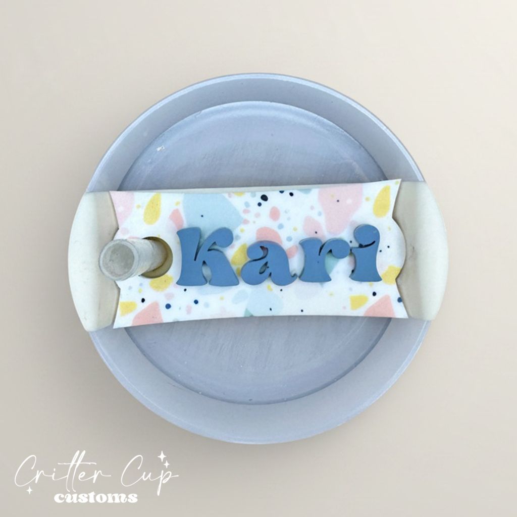 Pastel Terrazzo Pattern Stanley Name Plate, Custom Terrazzo  Stanley Topper