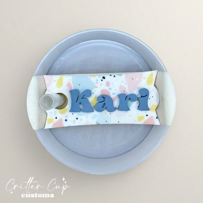 Pastel Terrazzo Pattern Stanley Name Plate, Custom Terrazzo  Stanley Topper