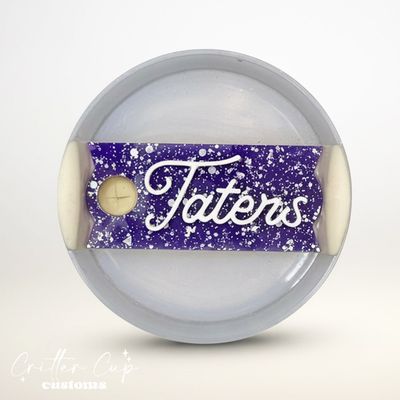 Purple Chunky Holographic Glitter Stanley Name Plate, Custom Glitter Stanley Topper