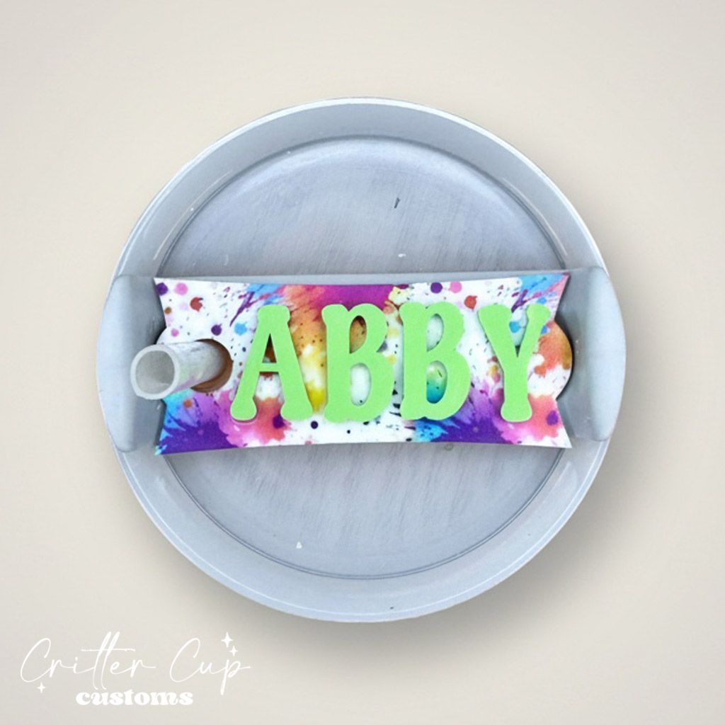 Paint Splatter Stanley Name Plate, Custom Stanley Topper