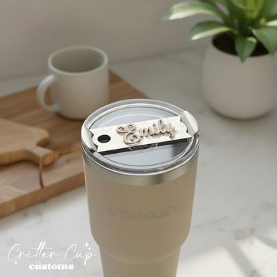 Filagree Stanley Name Plate, Custom Stanley Topper