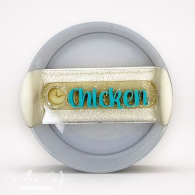 Silver Transparent Glitter Stanley Name Plate, Custom Glitter Stanley Topper