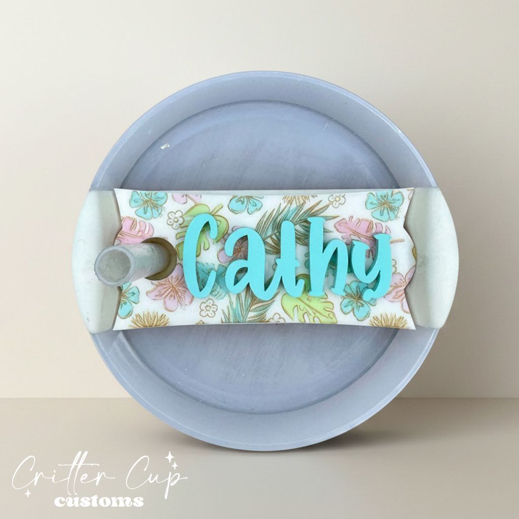 Tropical Stanley Name Plate, Custom Monstera &amp; Palm Stanley Topper