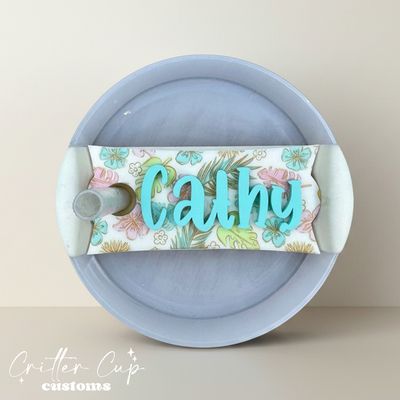 Tropical Stanley Name Plate, Custom Monstera &amp; Palm Stanley Topper