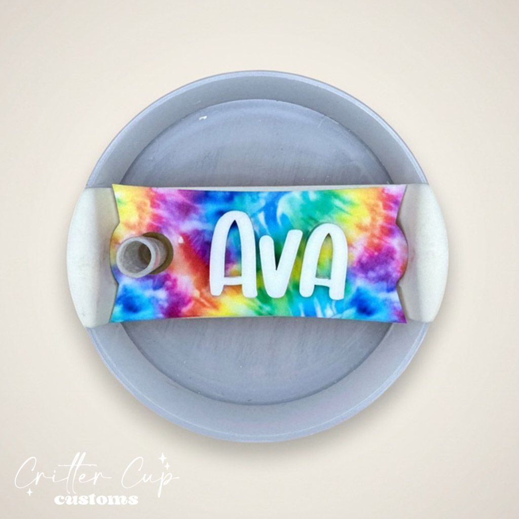 Tye Dye Stanley Name Plate, Custom Stanley Topper