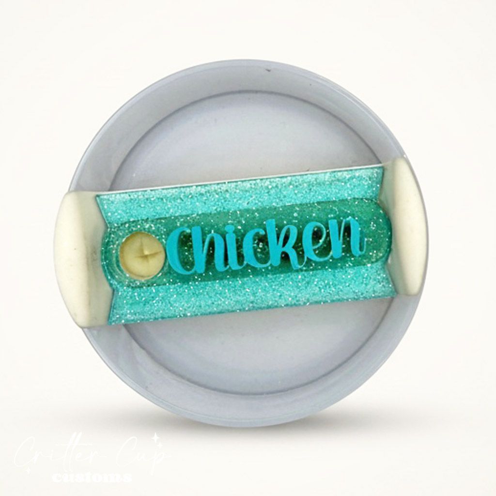 Tiffany Transparent Glitter Stanley Name Plate, Custom Glitter Stanley Topper