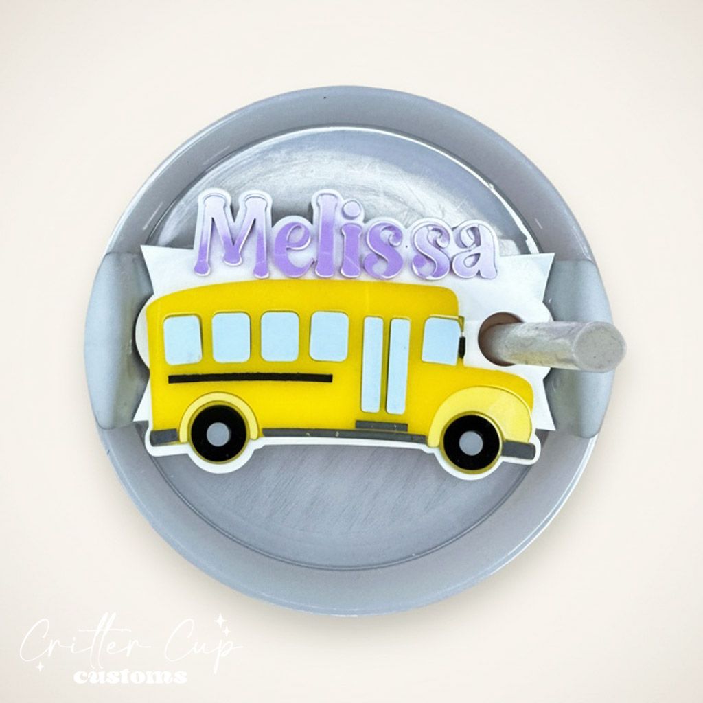 Personalized Bus Driver Stanley Name Plate, Custom Bus Stanley Topper