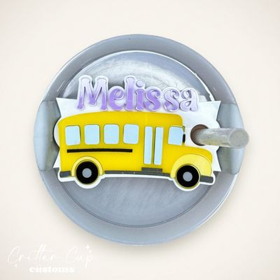 Personalized Bus Driver Stanley Name Plate, Custom Bus Stanley Topper