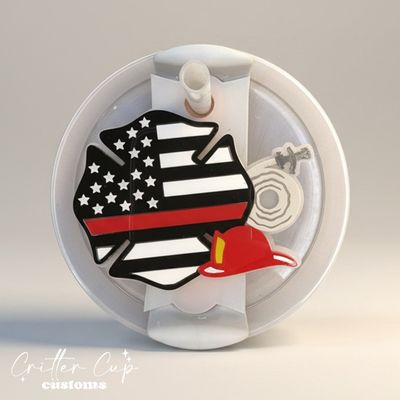 Firefighter Stanley Name Plate, Custom Stanley Topper