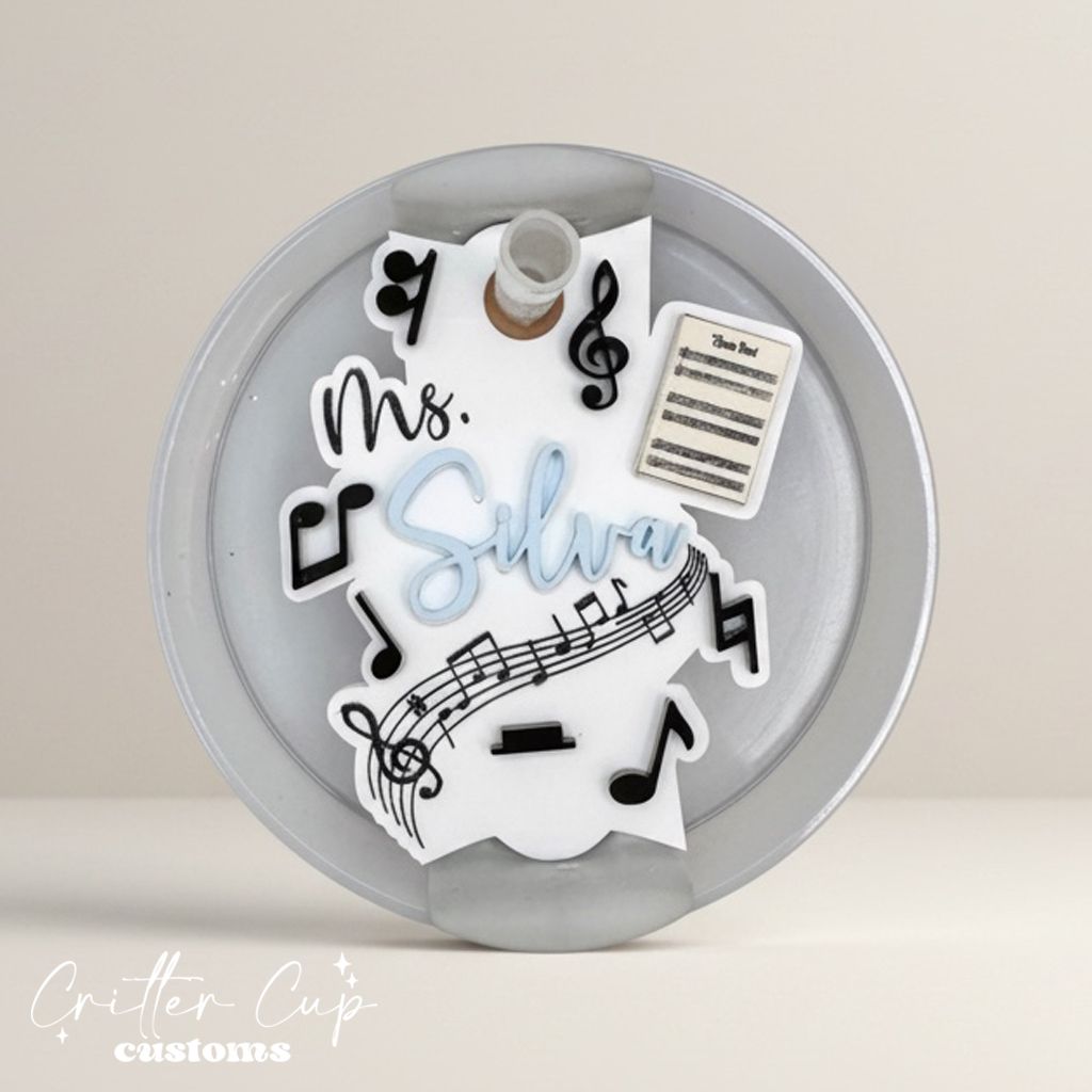 Personalized Music Teacher Stanley Name Plate, Custom Music Stanley Topper