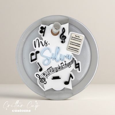 Personalized Music Teacher Stanley Name Plate, Custom Music Stanley Topper