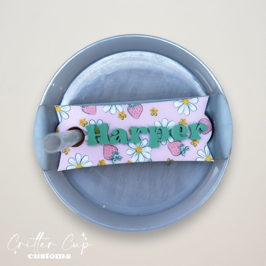 Personalized Strawberry Stanley Name Plate, Custom Strawberry Stanley Topper