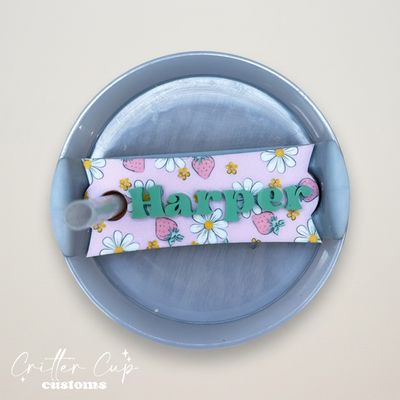 Personalized Strawberry Stanley Name Plate, Custom Strawberry Stanley Topper