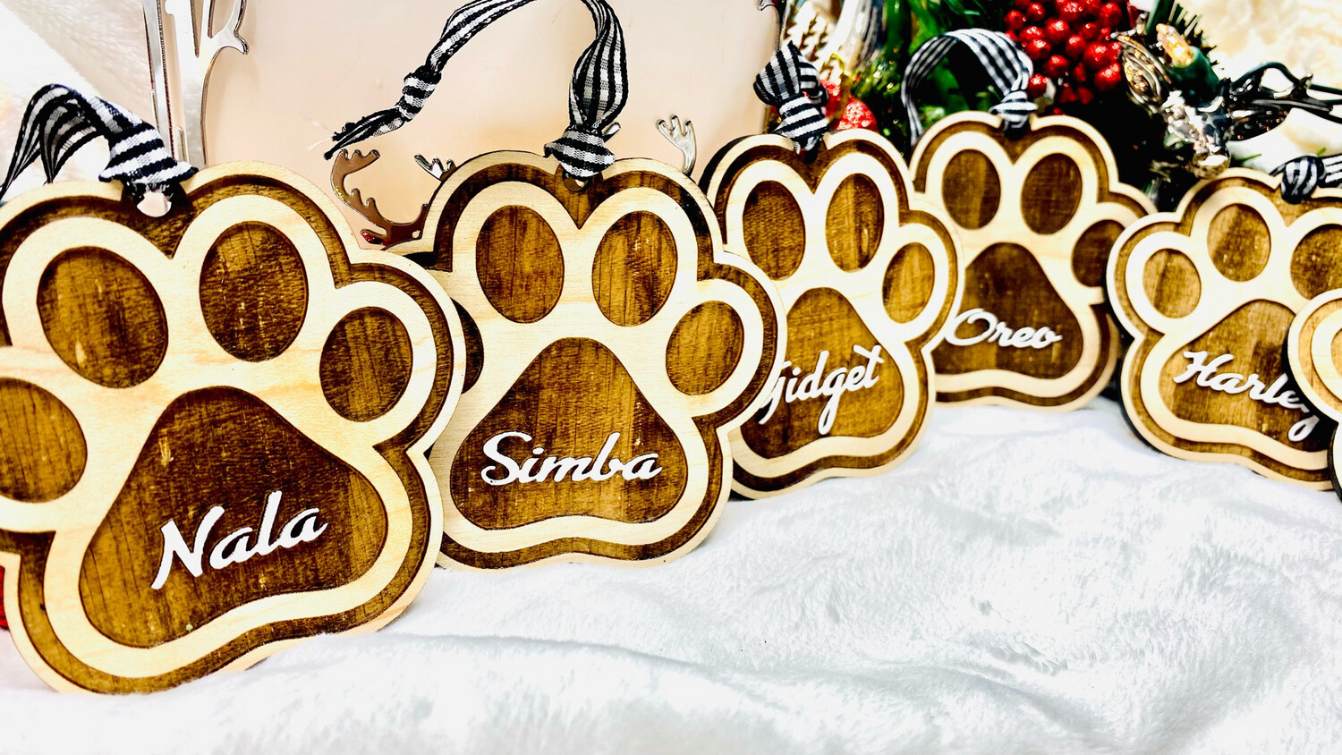 Personalized 3D DOG Paw Print Christmas Tree Decoration