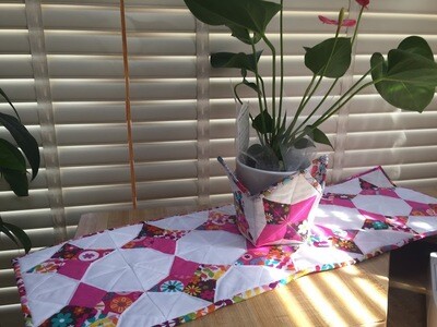Scrappy Mini Periwinkle Basket and Table Runner