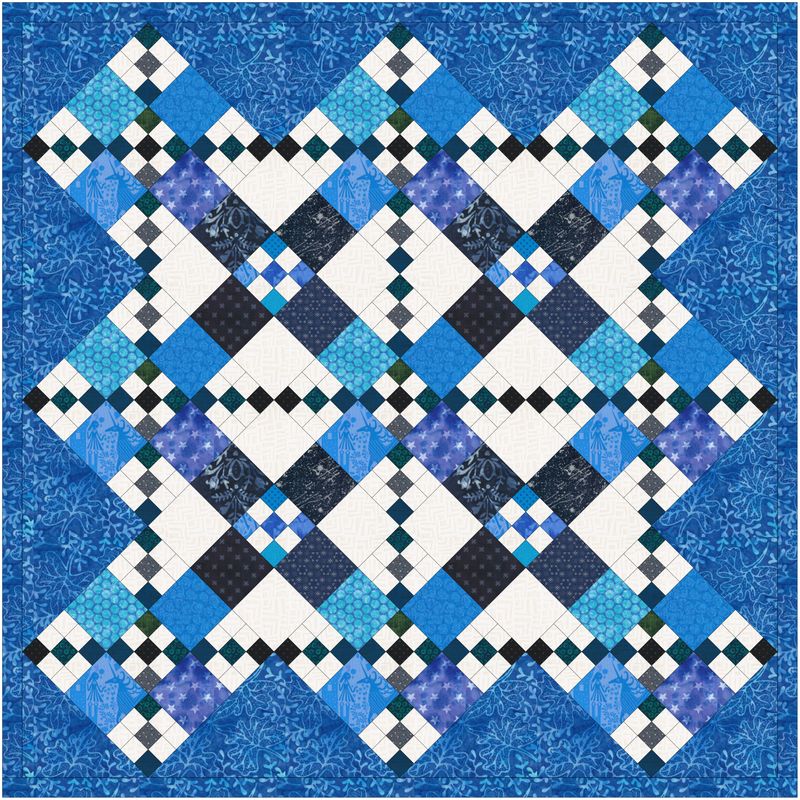 Blue Voyage Scrappy Wall, Lap & Queen Size Quilts