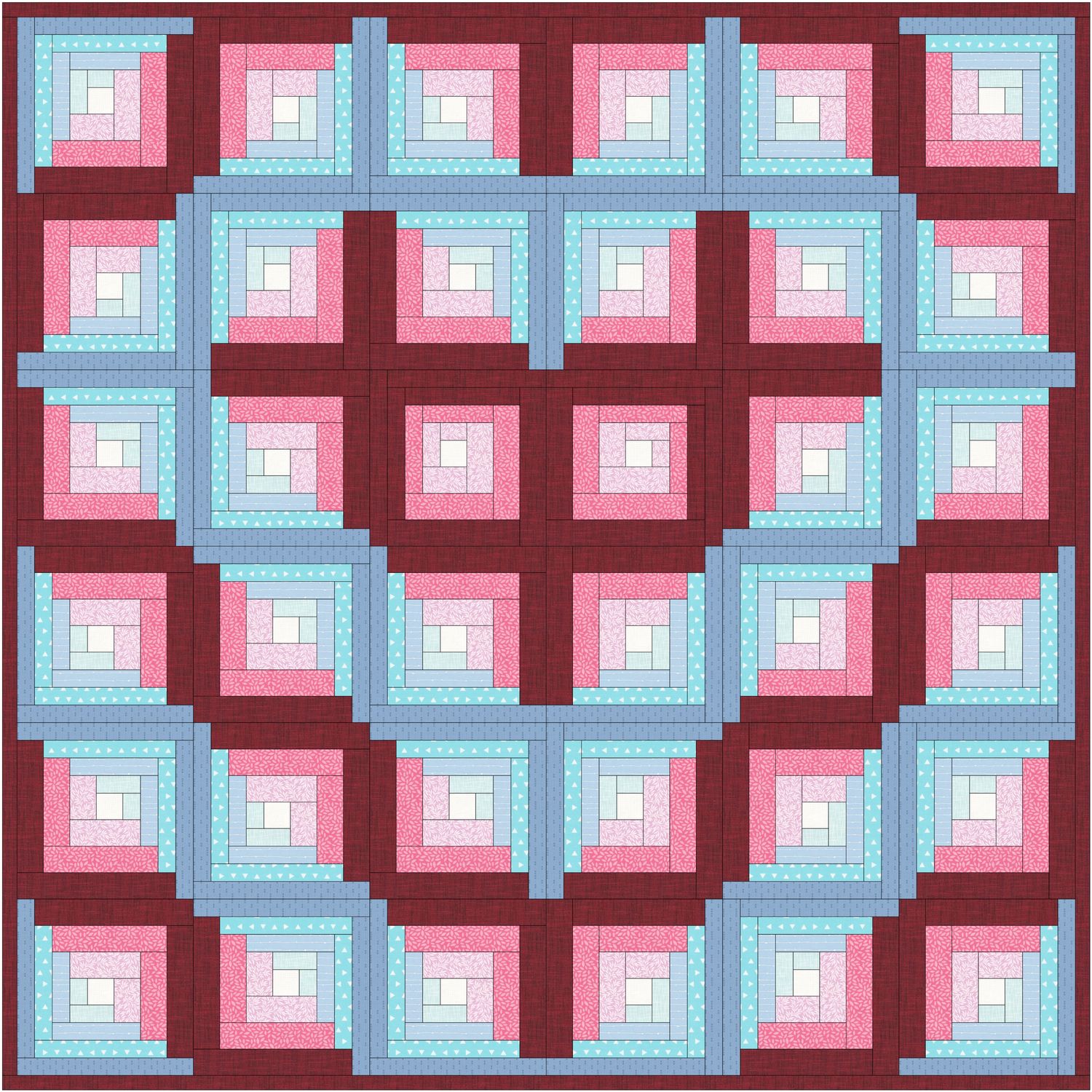 Log Cabin Heart Quilt PDF pattern 74" x 74"