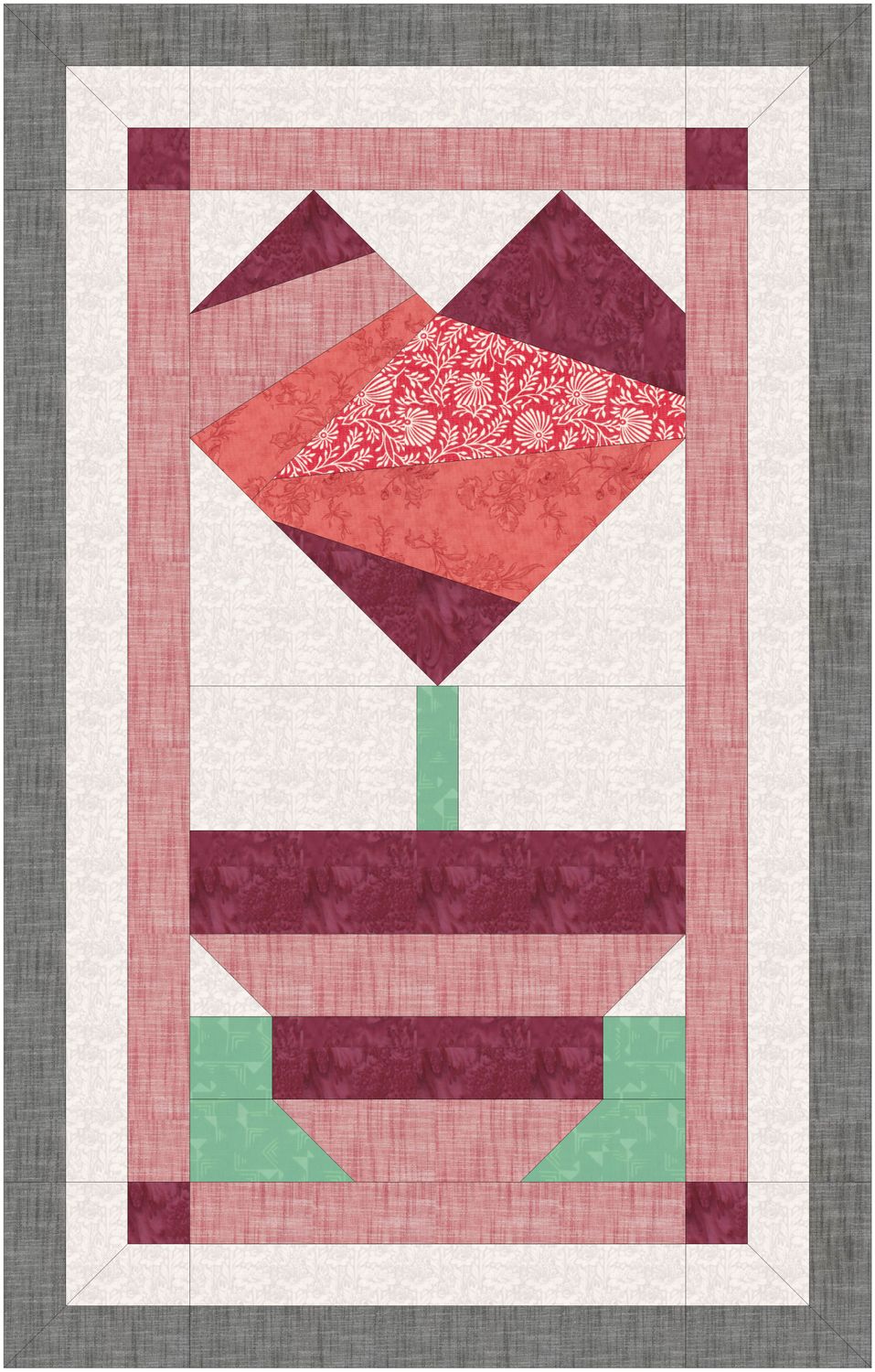 Crumb Heart and Flower Wall Art Quilt PDF Pattern