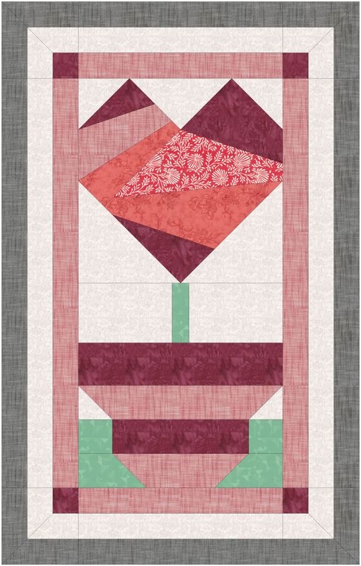 Crumb Heart and Flower Wall Art Quilt PDF Pattern