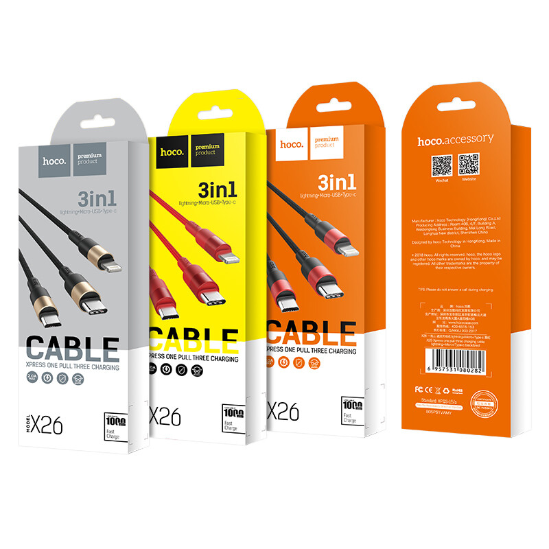 Hoco 3 In 1 USB cable