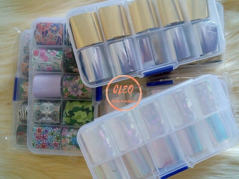 Papel Foil Transferible X10 Decoracion Uñas Nail Art