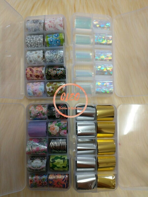 Papel Foil Transferible X10 Decoracion Uñas Nail Art