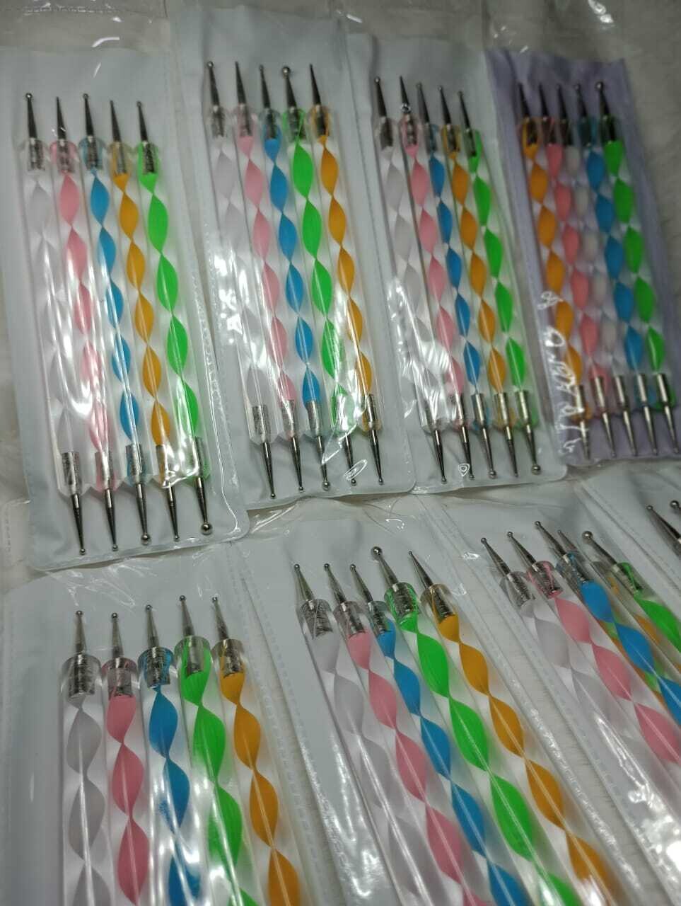 Kit De 5 Pinceles Dotting Pen Doble Punta Decoración Uñas