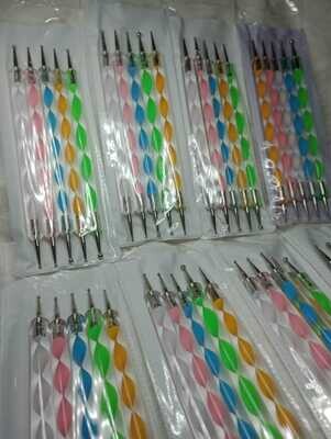 Kit De 5 Pinceles Dotting Pen Doble Punta Decoración Uñas