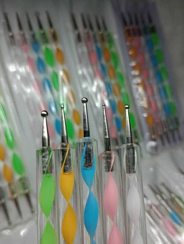 Kit De 5 Pinceles Dotting Pen Doble Punta Decoración Uñas