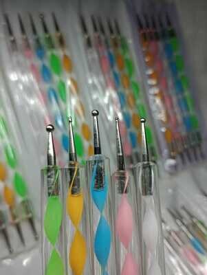 Kit De 5 Pinceles Dotting Pen Doble Punta Decoración Uñas