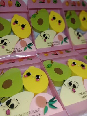 Set de esponjas para maquillaje frutas x 4u