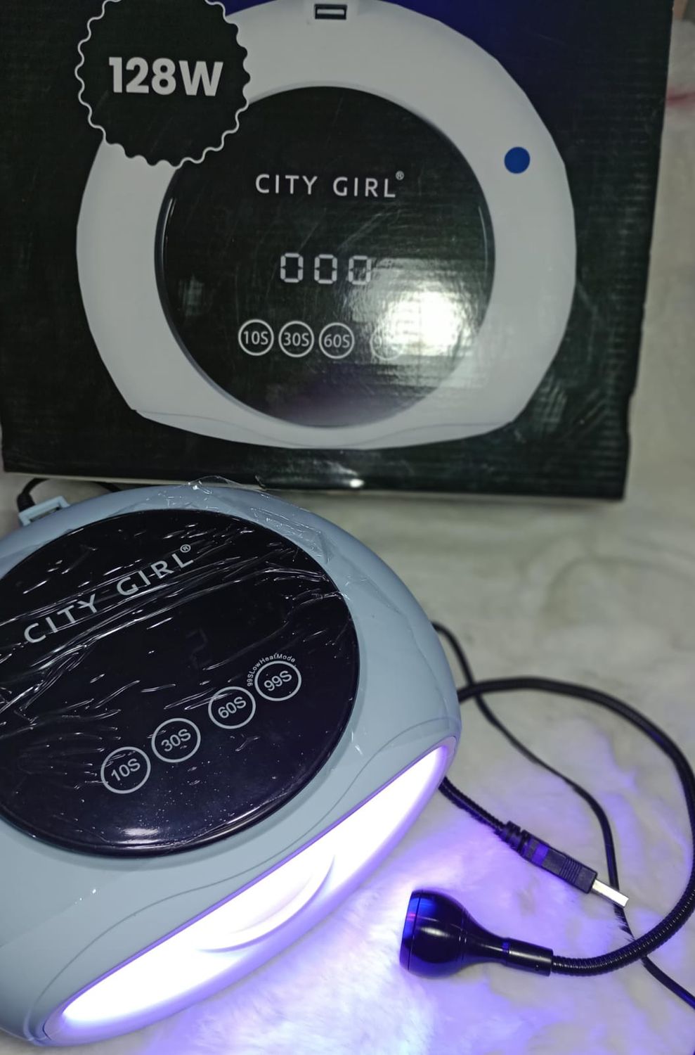 Cabina UV/Led de City Girl de 128 Watts, con mini Cabina de precurado