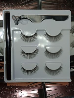 Set de Pestañas Postizas + Delineador Negro en fibra y Pinza