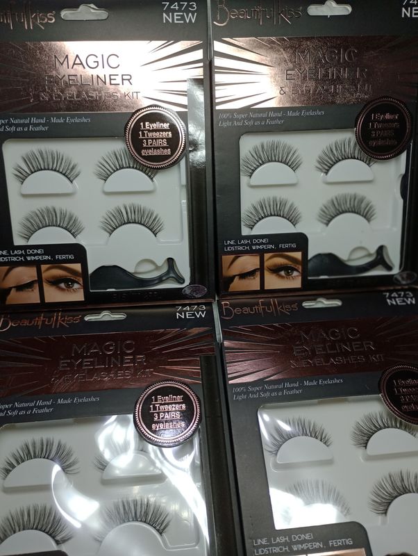 Set de Pestañas Postizas + Delineador Negro en fibra y Pinza