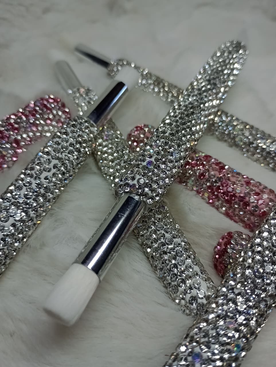 Brocha con strass Plateado