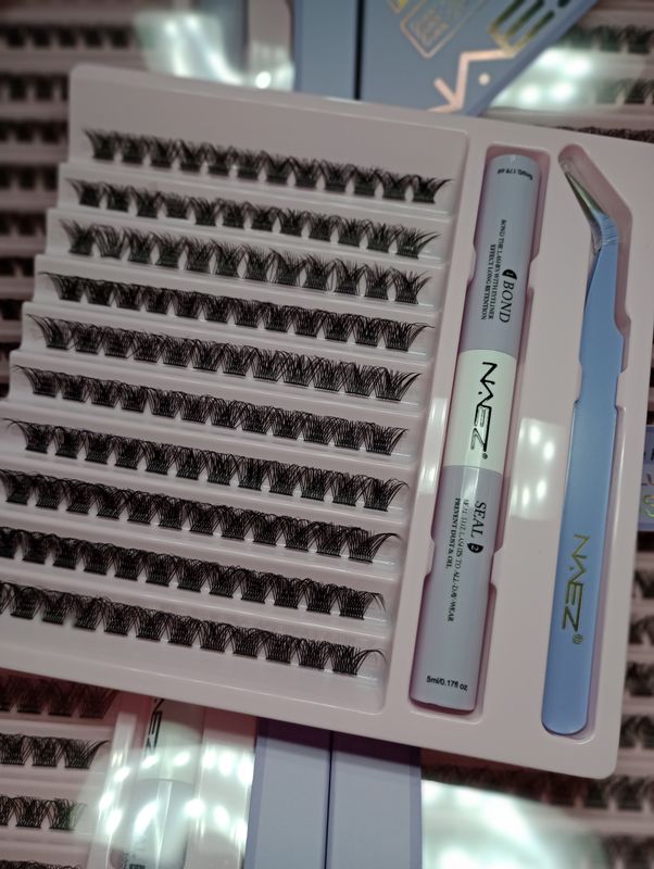 Set de pestañas + Pegamento y Sellador+ Pinza  NAEZ