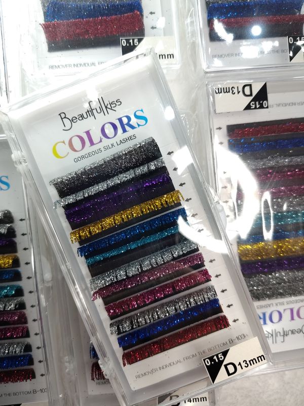 Pestañas con Glitter Multicolor Pelo por Pelo 0.15/13mmD