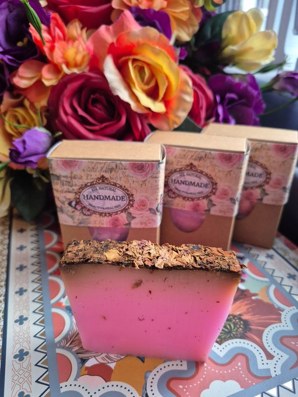 Rose and rose petals natural soap