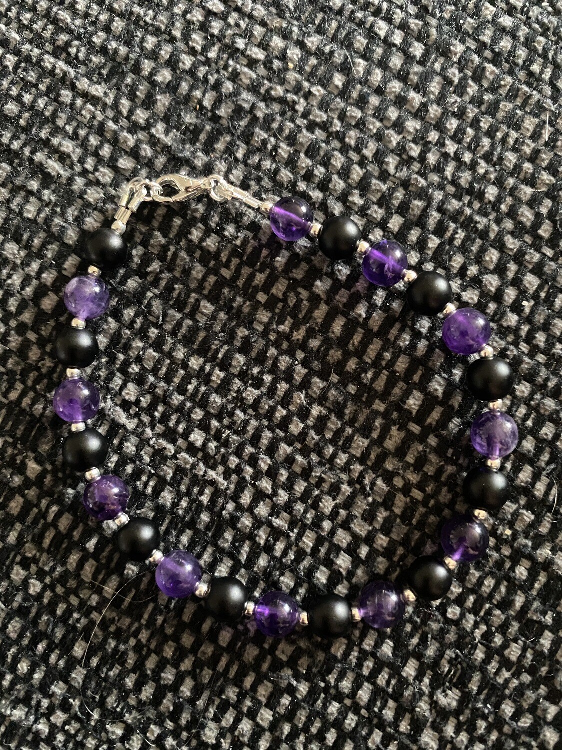 Amethyst and Matte Black Agate Bracelet
