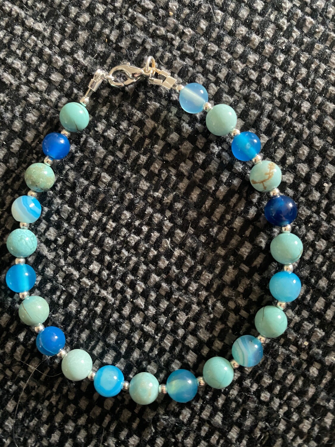 Blue Banded Agate and Turquoise Bracelet