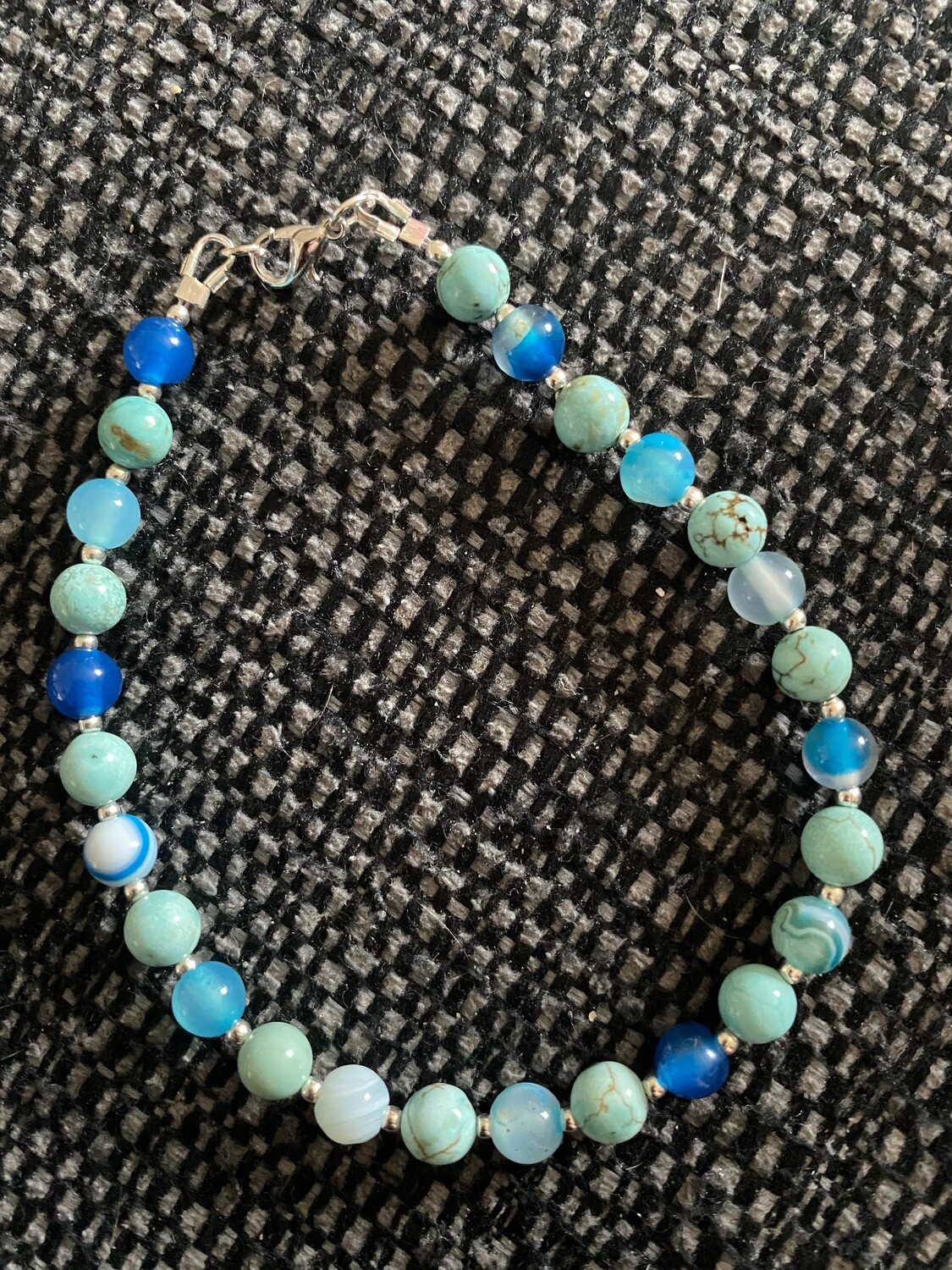 Blue Banded Agate and Turquoise Bracelet