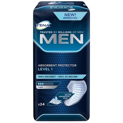 TENA Men Level 1 (24 pièces)
PRIX TVAC : 10,50€