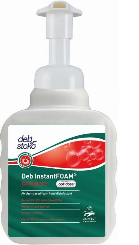 DEB INSTANT FOAM COMPLETE
MOUSSE DESINFECTANTE
FLACON-POMPE DE 400 ML
Prix TVAC : 26,50 €