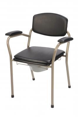 CHAISE HYGIÉNIQUE FIXE AVEC SEAU ERGONOMIQUE, VINYLE NOIR. Prix TVAC : 119,00 €