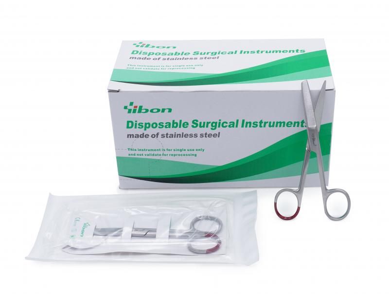 Set stérile ciseaux médicaux 1 bout pointu/1 bout mousse - 13 cm (Boîte de 20)