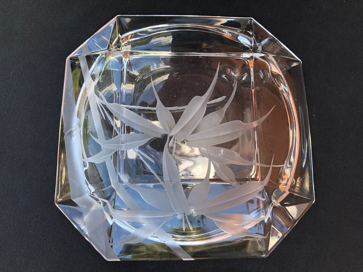 Vintaged Etched Glass Ashtray