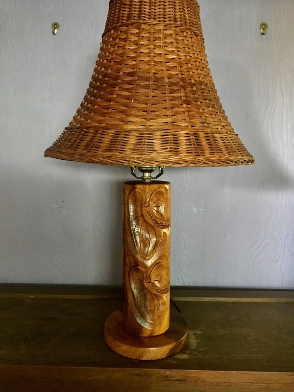 Vintage carved leaf lamp