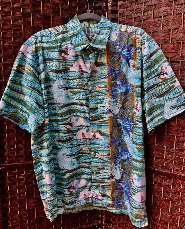 Maui Sunset colorful Aloha Shirt- Med.