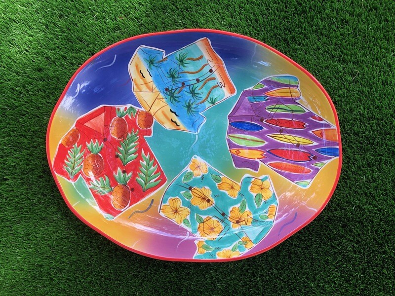 Fun Tropical Aloha Shirt Large Platter