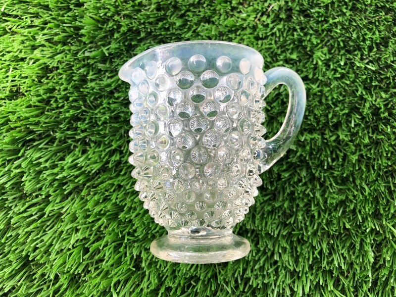 Vintage Hobnail Clear Opalescence Glass Creamer